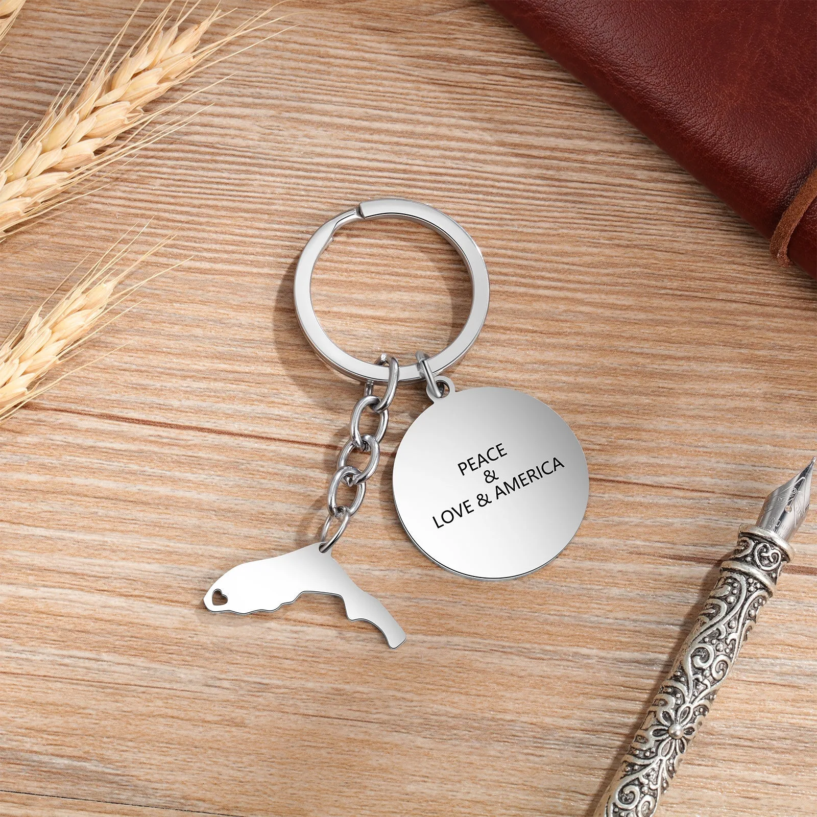 Custom Map Keychain- Custom Map State Keychain For Him